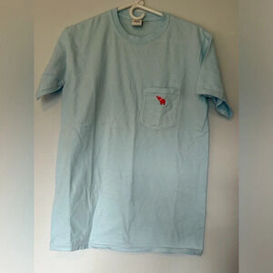 Small light blue men’s tee. Southern Gentleman embroidered pink elephant
